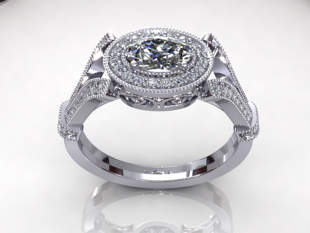 Anciant Bead Diamond Pav Ring 3D print model_3