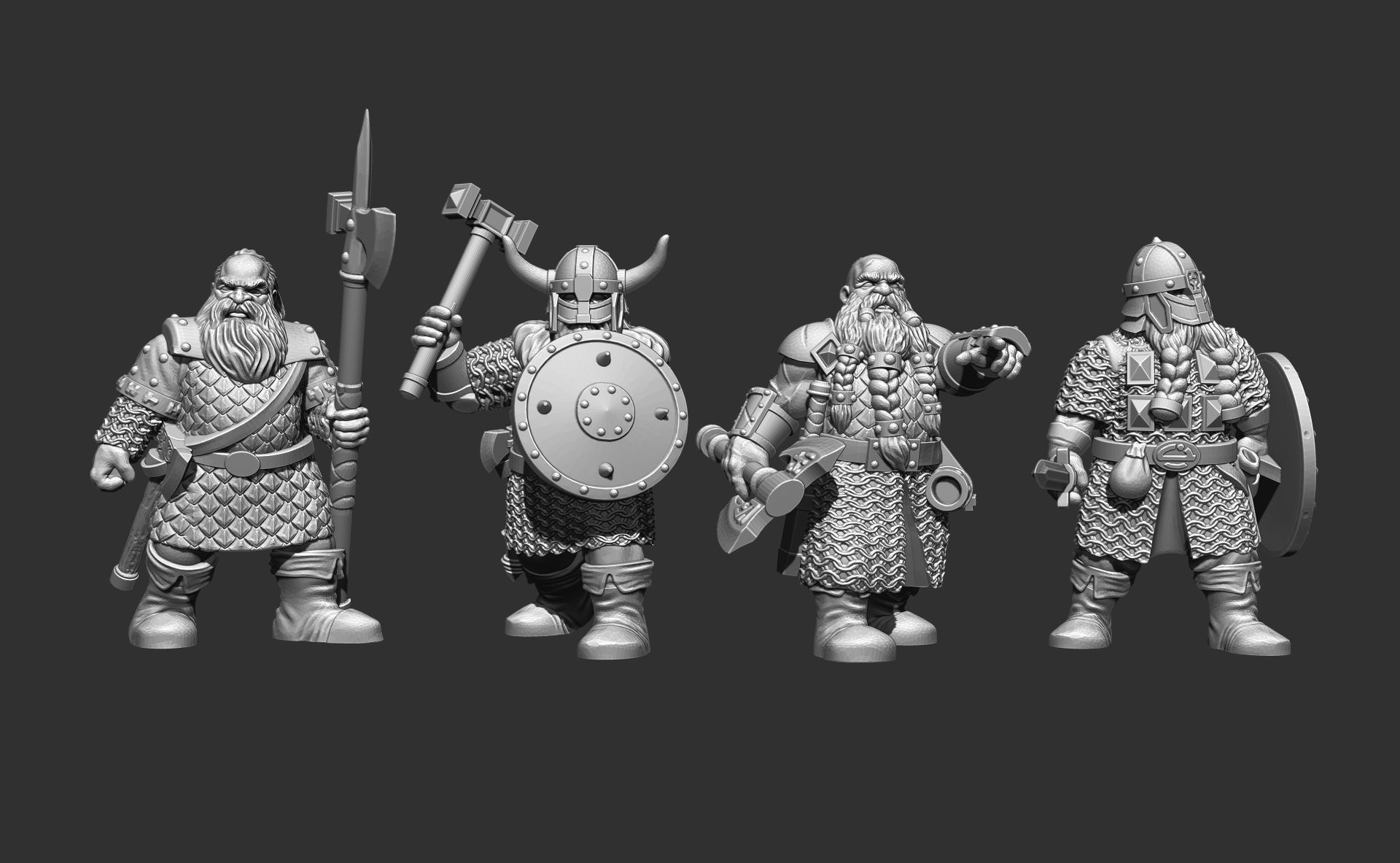Dwarves Warriors Set2 3D Print Model 3D print model_9