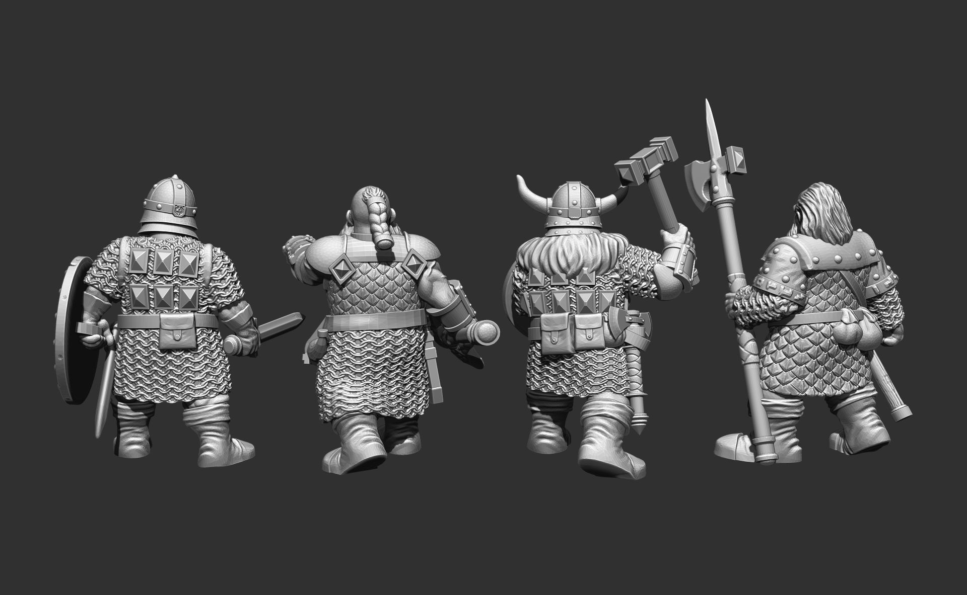 Dwarves Warriors Set2 3D Print Model 3D print model_10
