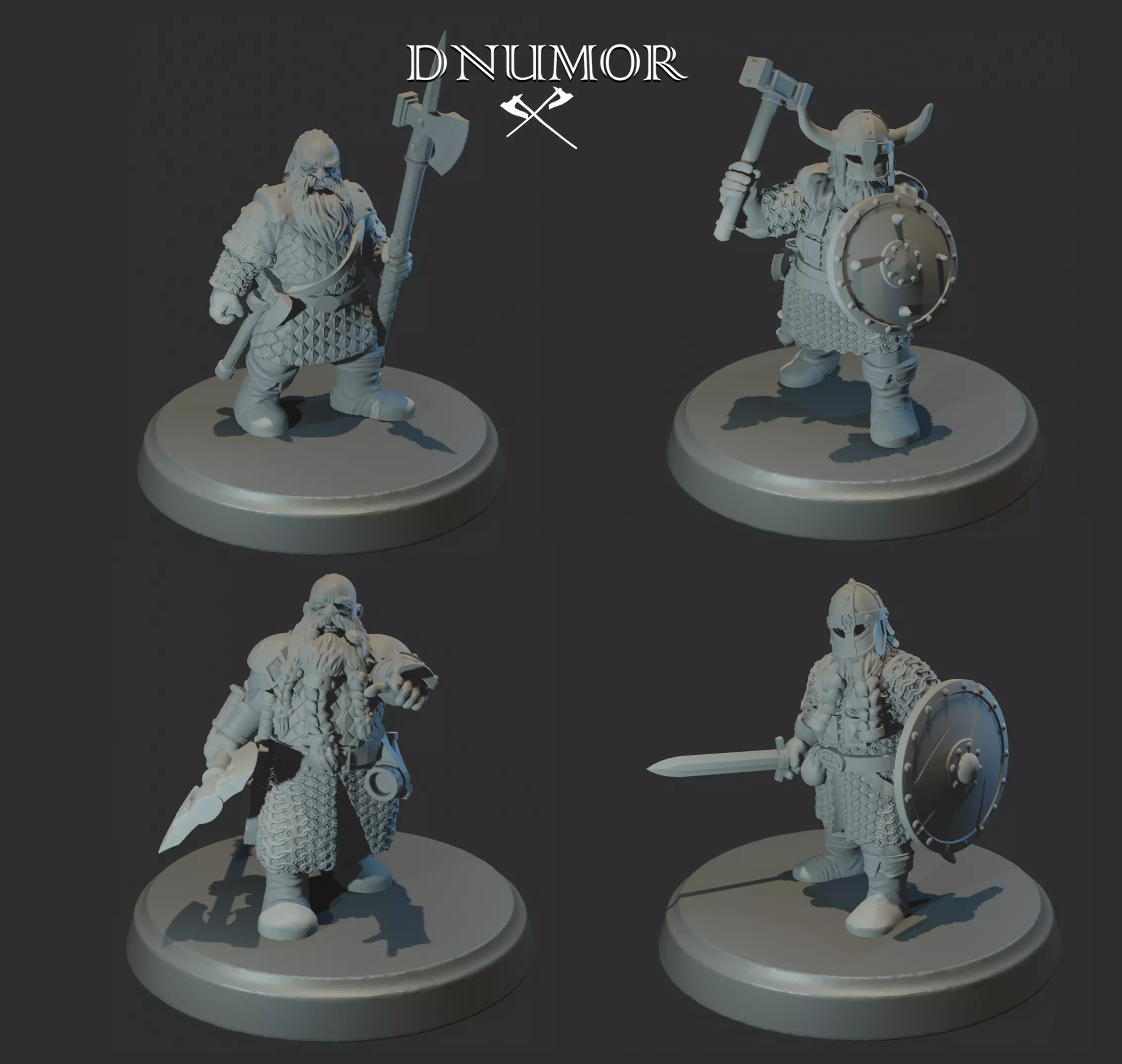 Dwarves Warriors Set2 3D Print Model 3D print model_0