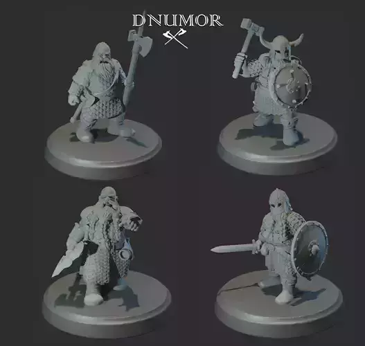 Dwarves Warriors Set2 3D Print Model