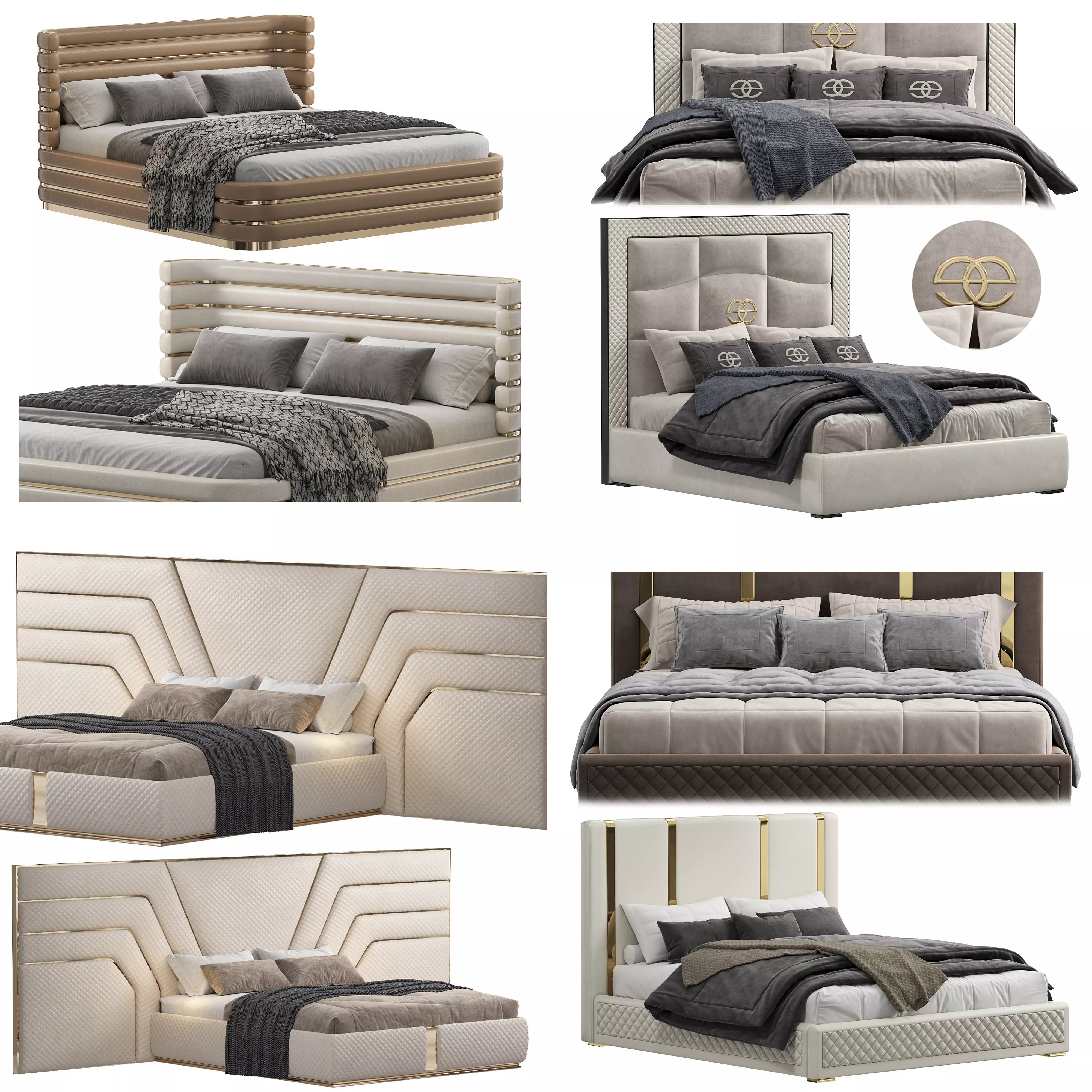 Bed Colection 1 - 4 Items 3D model  3D model_0