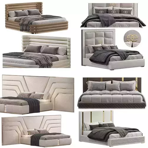 Bed Colection 1 - 4 Items 3D model  3D model Bed Colection 1 - 4 Items 3D model  3D model