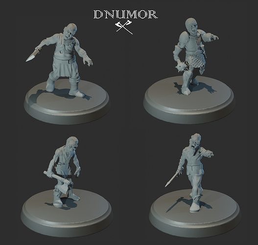 Zombies 3D Print Model dnimor miniatures Free 3D print model