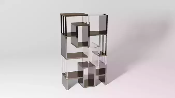 Bookshelf bookcase made of glass and metal