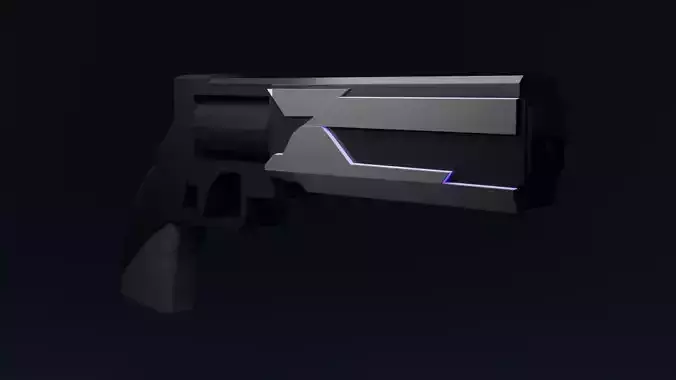 Game Ready Stylised Rigged Sci-Fi Revolver