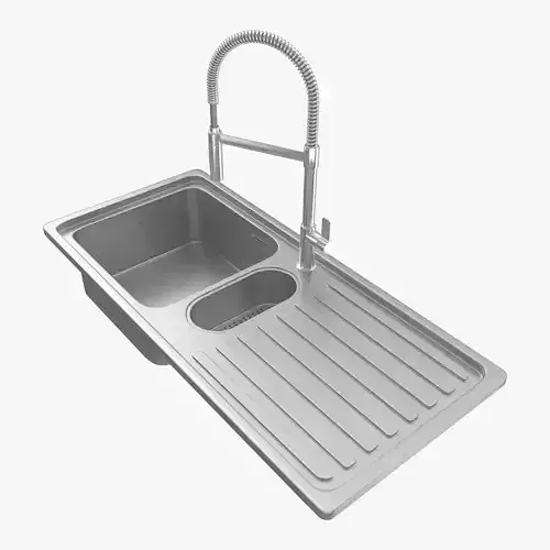 Sink Alpes-Inox with FLAG  Kitchen mixer tap By Nobili  3D model
