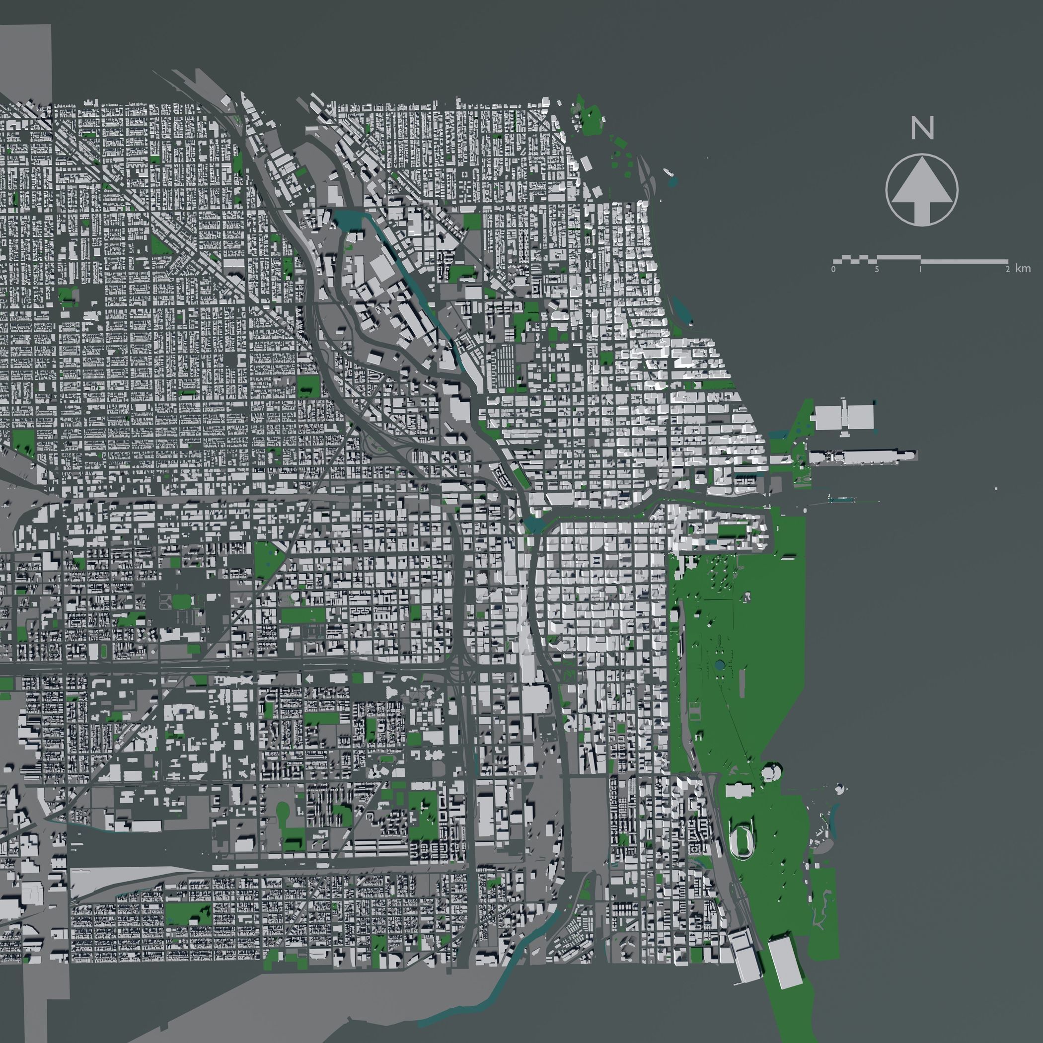Chicago USA - Mass buildings 3D model_1