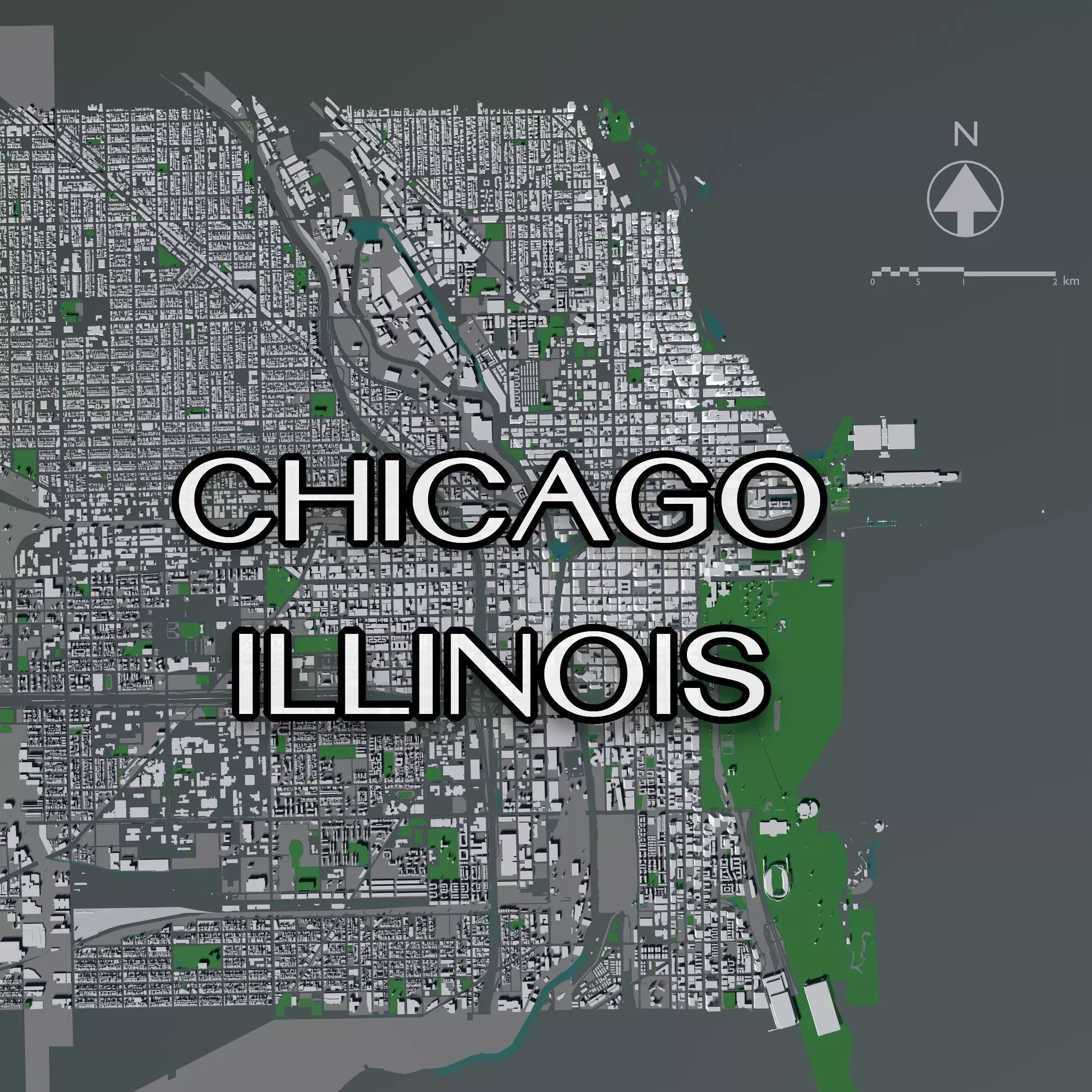 Chicago USA - Mass buildings 3D model_0