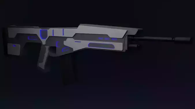 Game Ready Stylised Rigged Sci-Fi Rifle