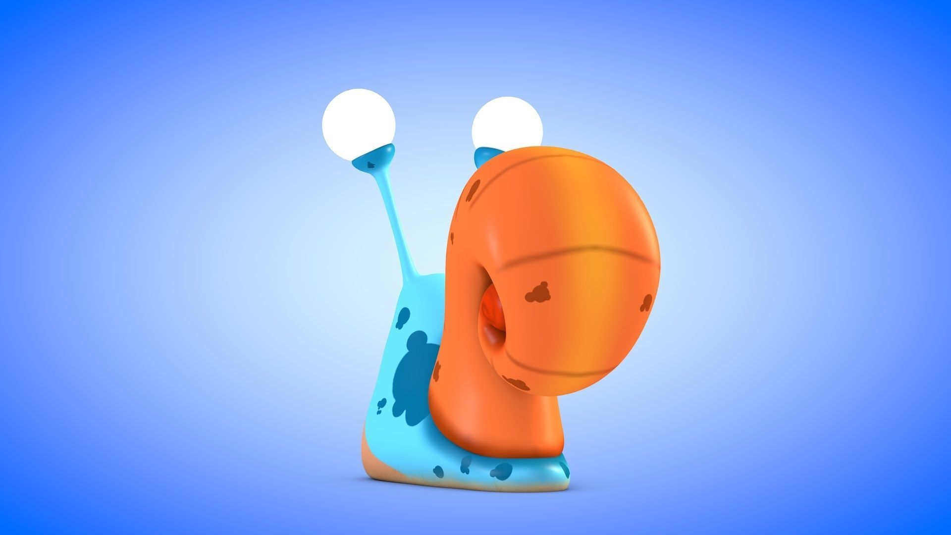 Snail cartoon with big eyes Low-poly 3D model_5