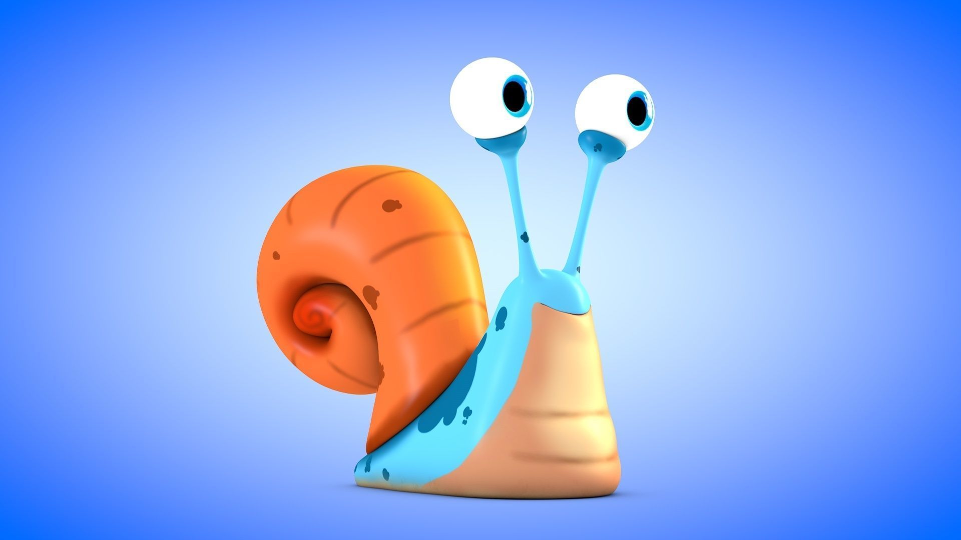 Snail cartoon with big eyes Low-poly 3D model_2