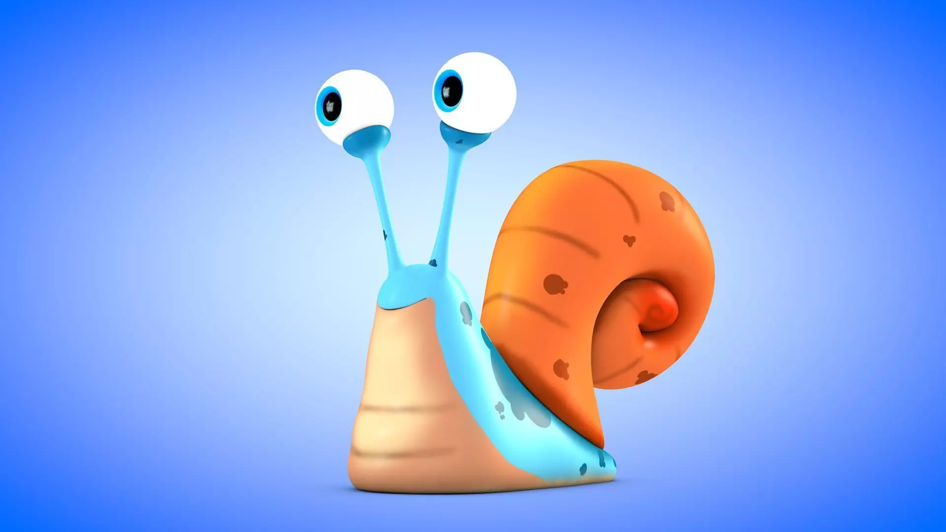 Snail cartoon with big eyes Low-poly 3D model_0