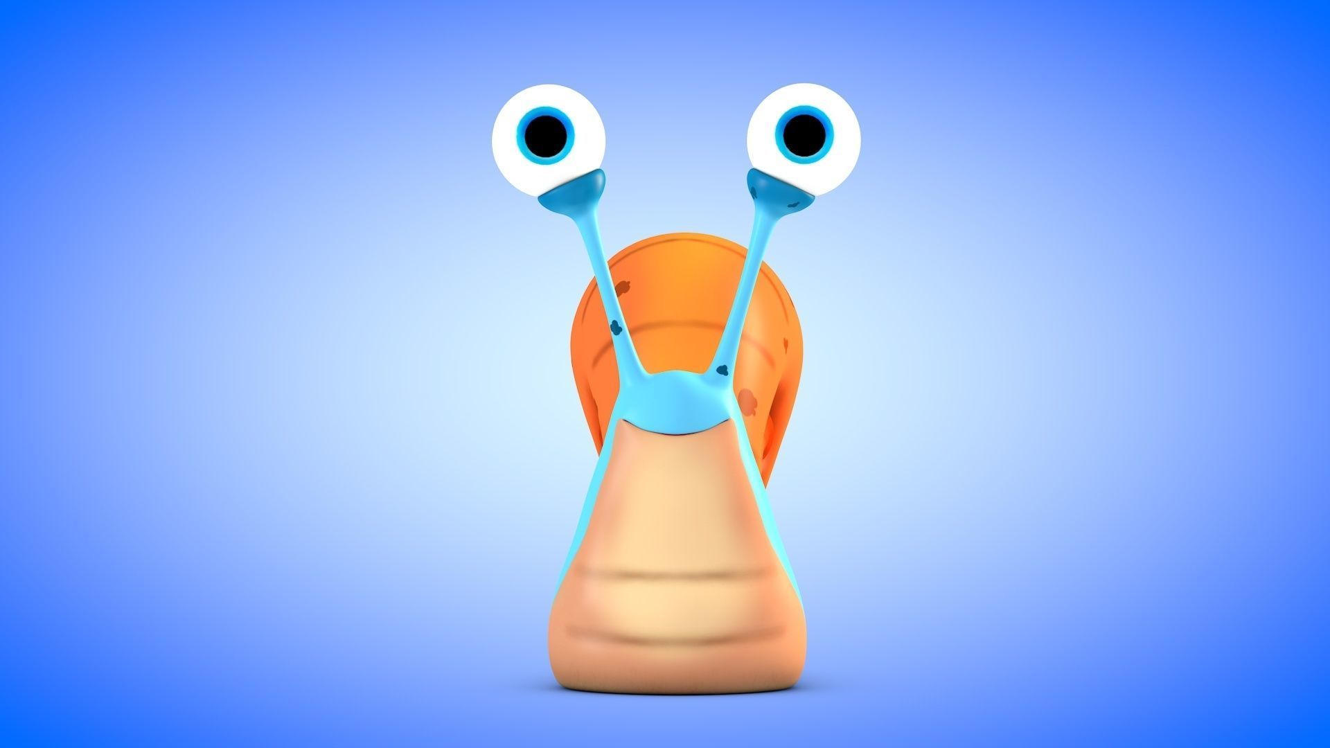 Snail cartoon with big eyes Low-poly 3D model_1