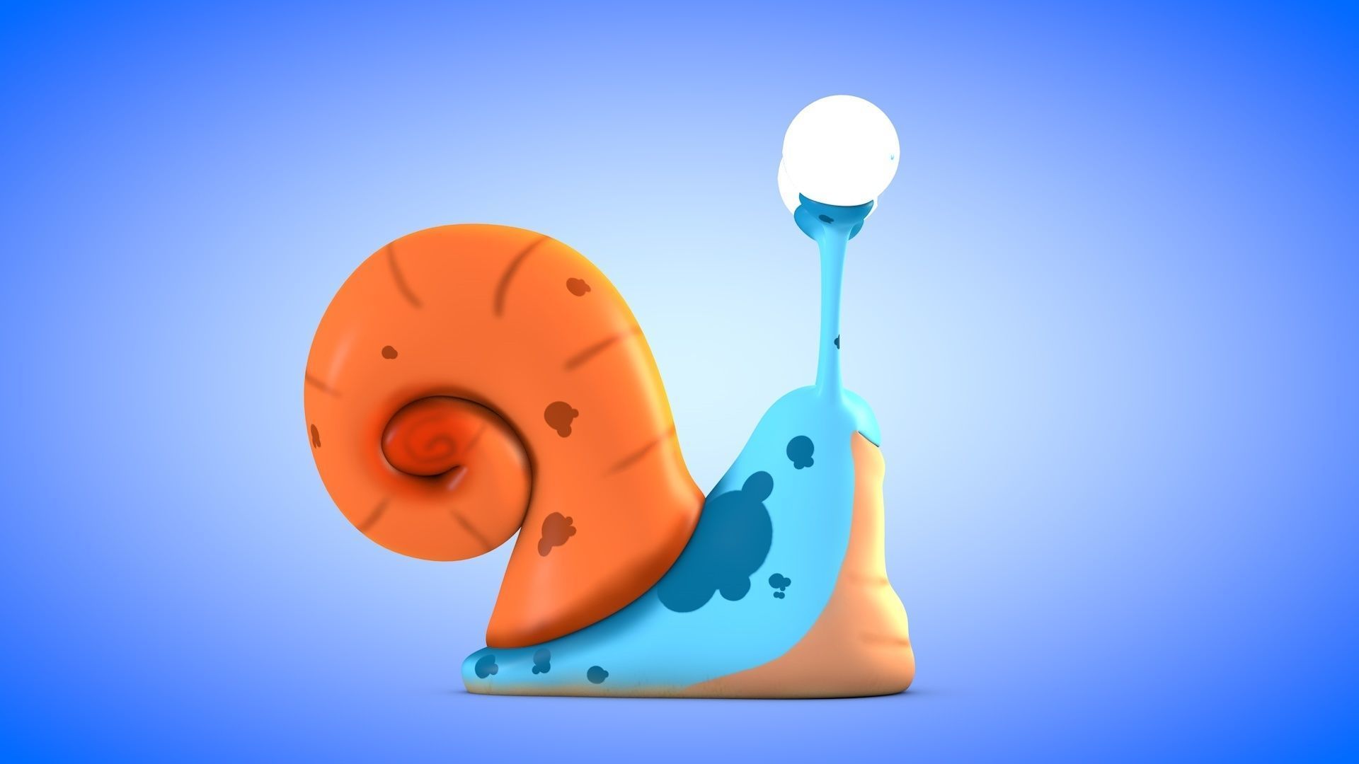 Snail cartoon with big eyes Low-poly 3D model_3