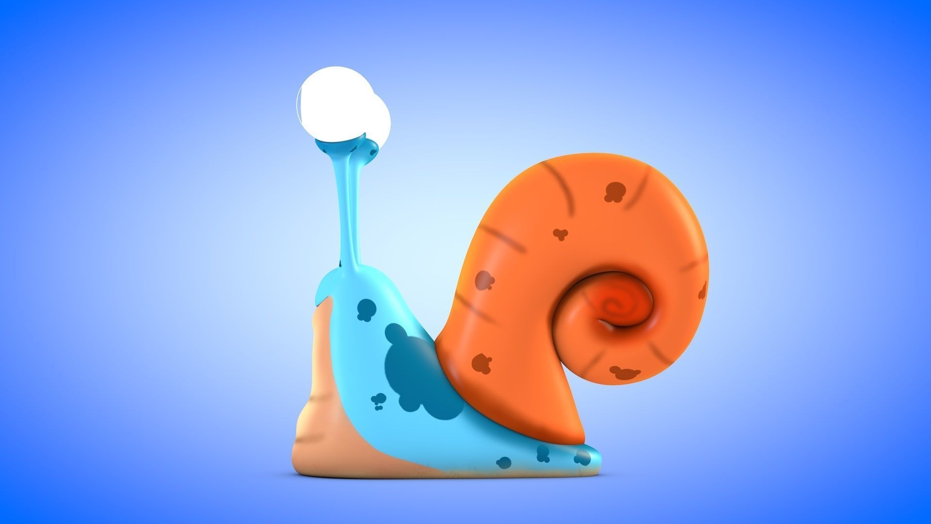 Snail cartoon with big eyes Low-poly 3D model_6