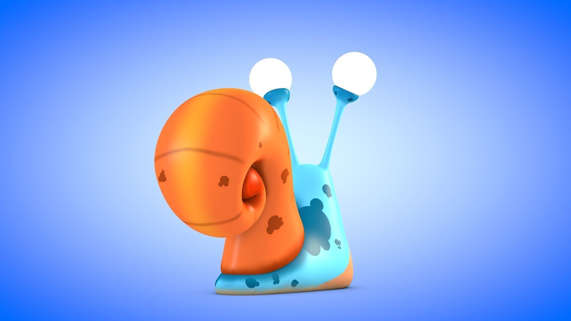 Snail cartoon with big eyes Low-poly 3D model_4