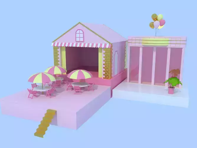 Theater  Store 3d model Cartoon