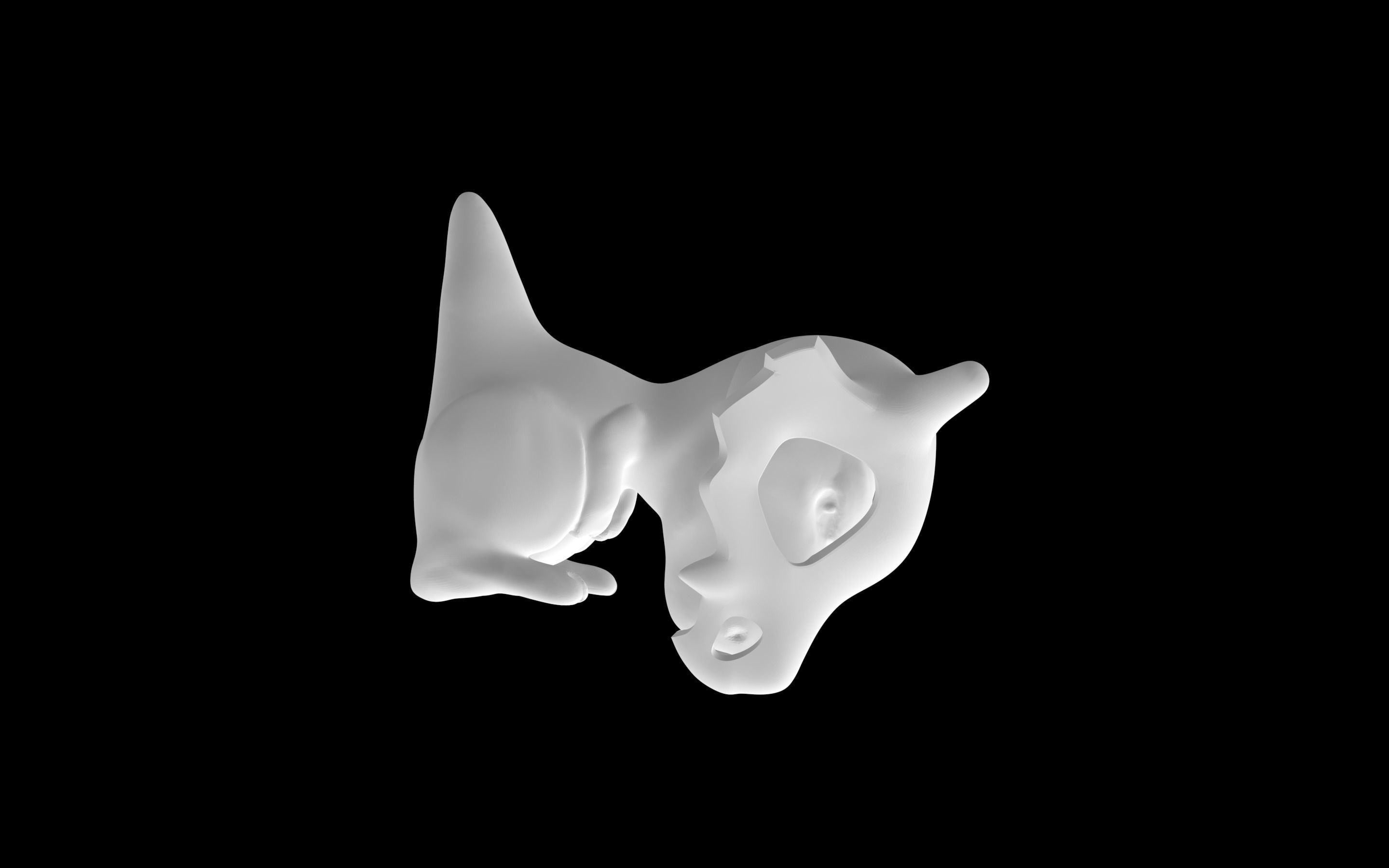 Cubone teddy bear wall art 3D model_1