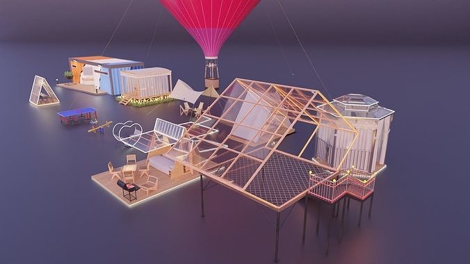 Tent combination 3D model 2