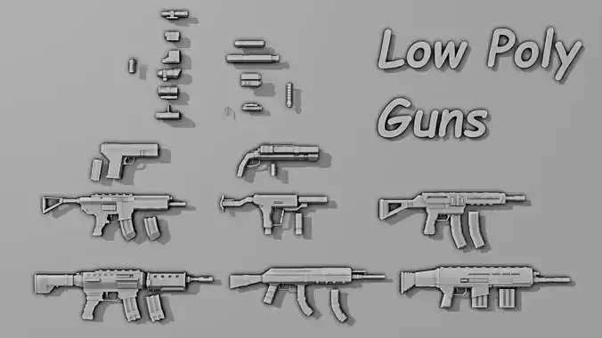 Low Poly Si-fi Guns