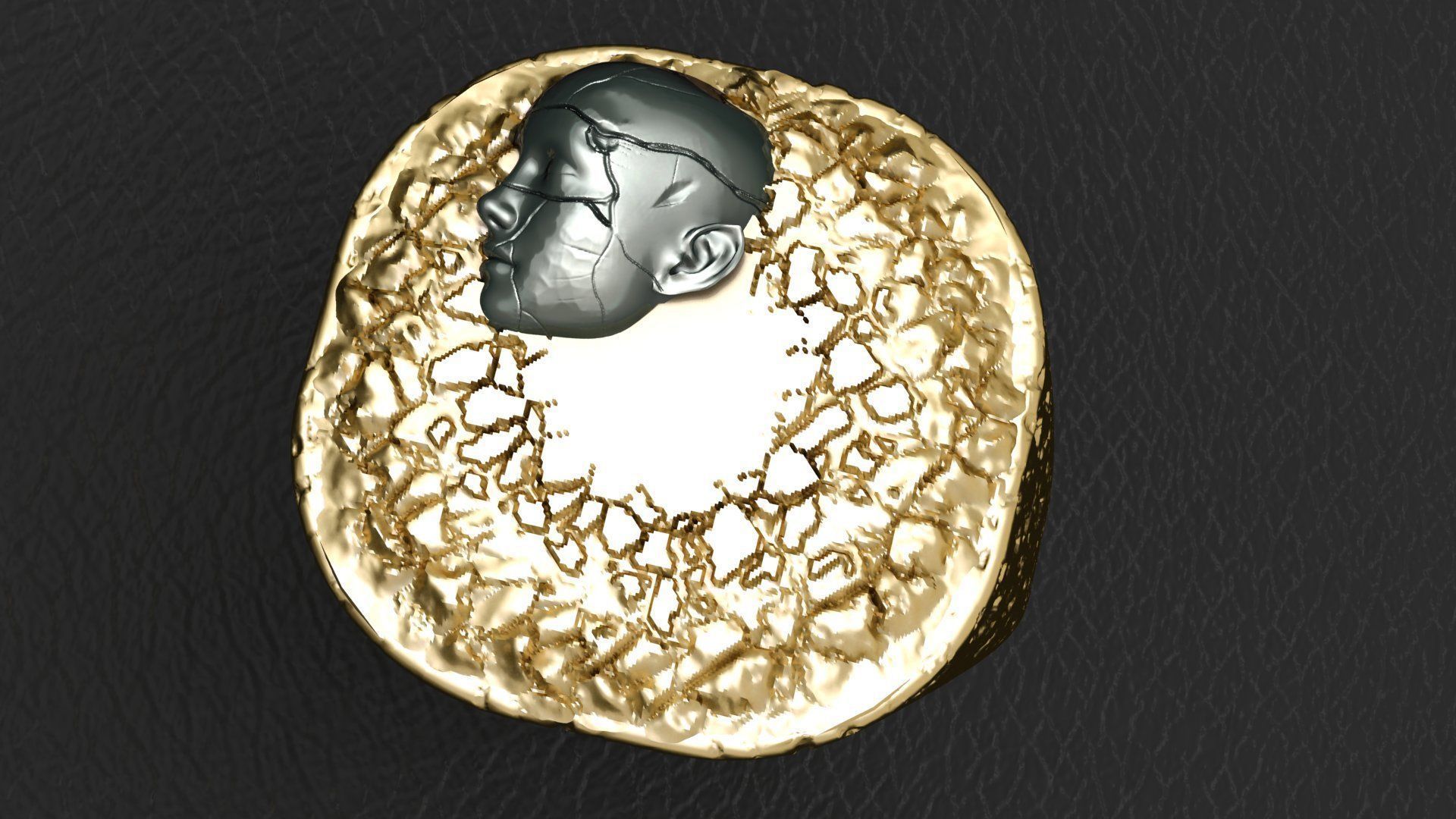 Face Men Ring 3D print model_3