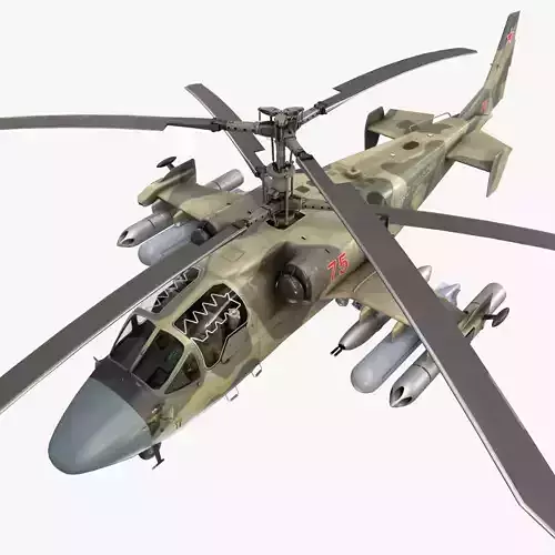 Kamov Ka-52 Alligator Camo Complex Animation Low-poly 3D model