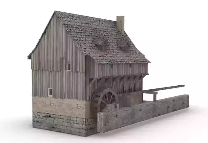 Moulin a eau XIVe siecle -  Water Mill Century XIV Free 3D model