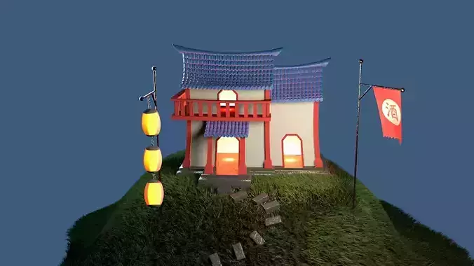 Top Hill Hotel 3d model animation