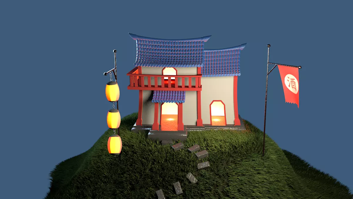 Top Hill Hotel 3d model animation 3D model_0