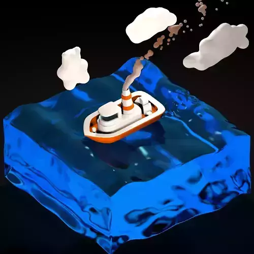boat on the sea cartoon animation 3D model