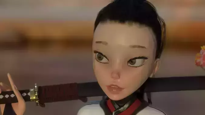 StylizedGirl Game Ready Character  Low-poly 3D model