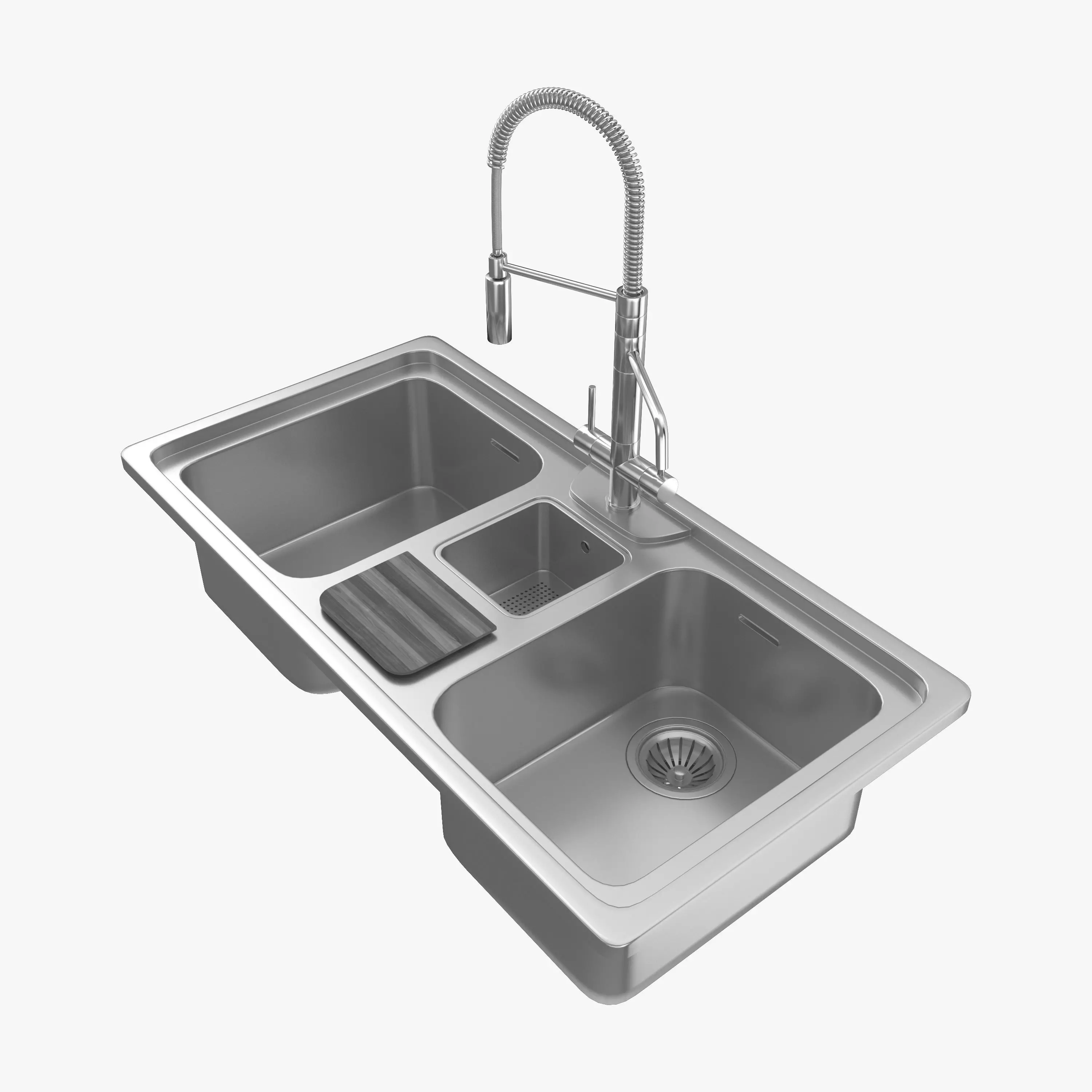 Alpex-Inox kitchen sink with Idealaqua faucet By Quadrodesign 3D model