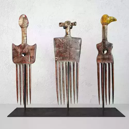 Old Ivory Coast Hair Combs 3D model