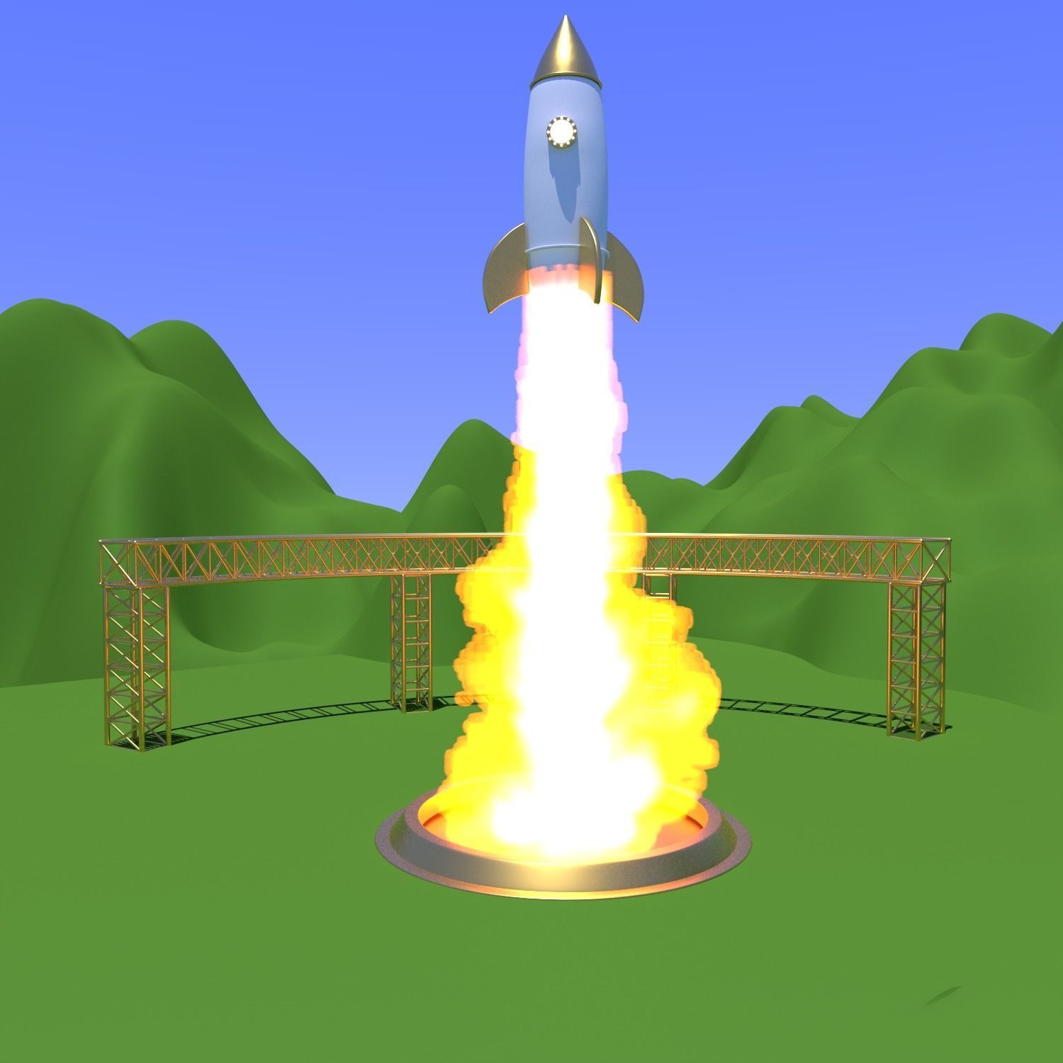 Rocket Ascension cartoon animation Free 3D model_2