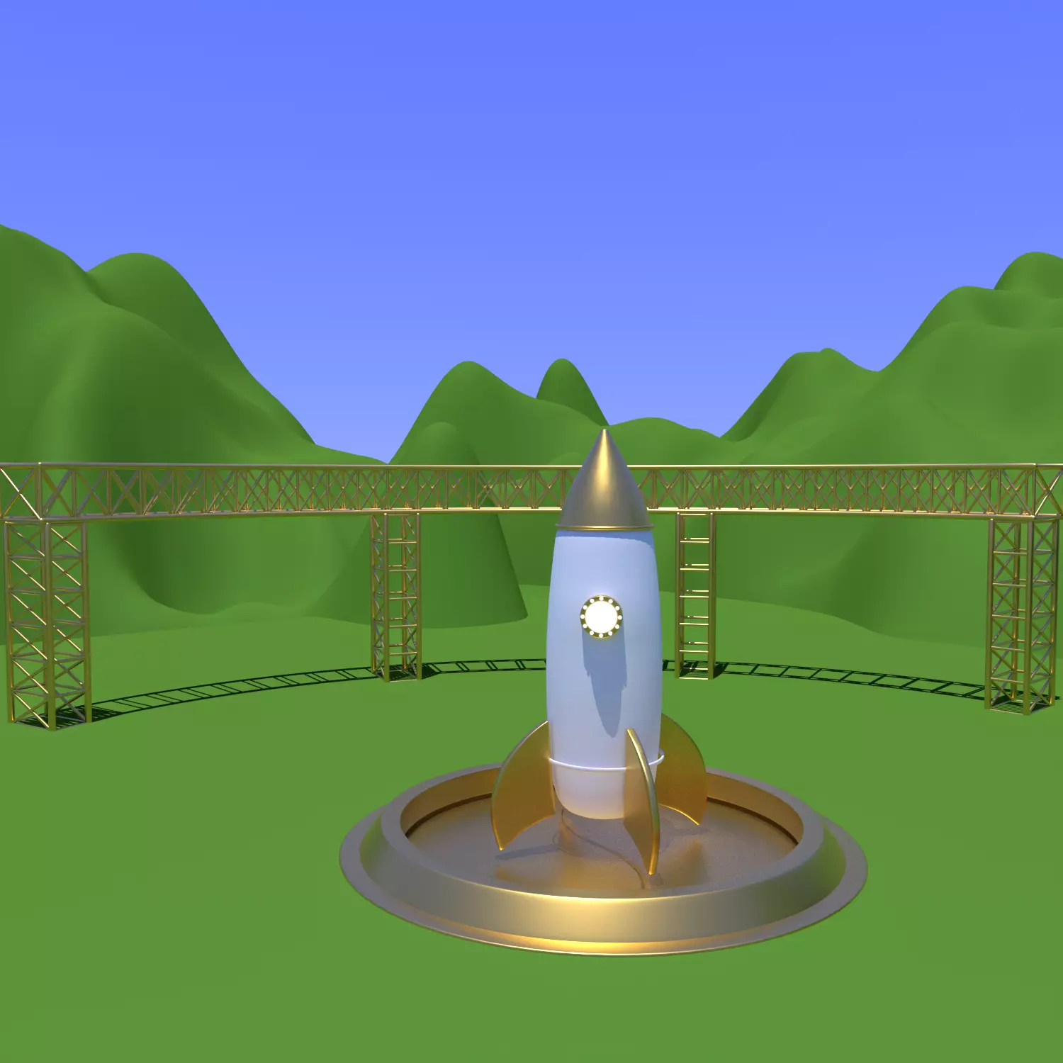 Rocket Ascension cartoon animation Free 3D model_0