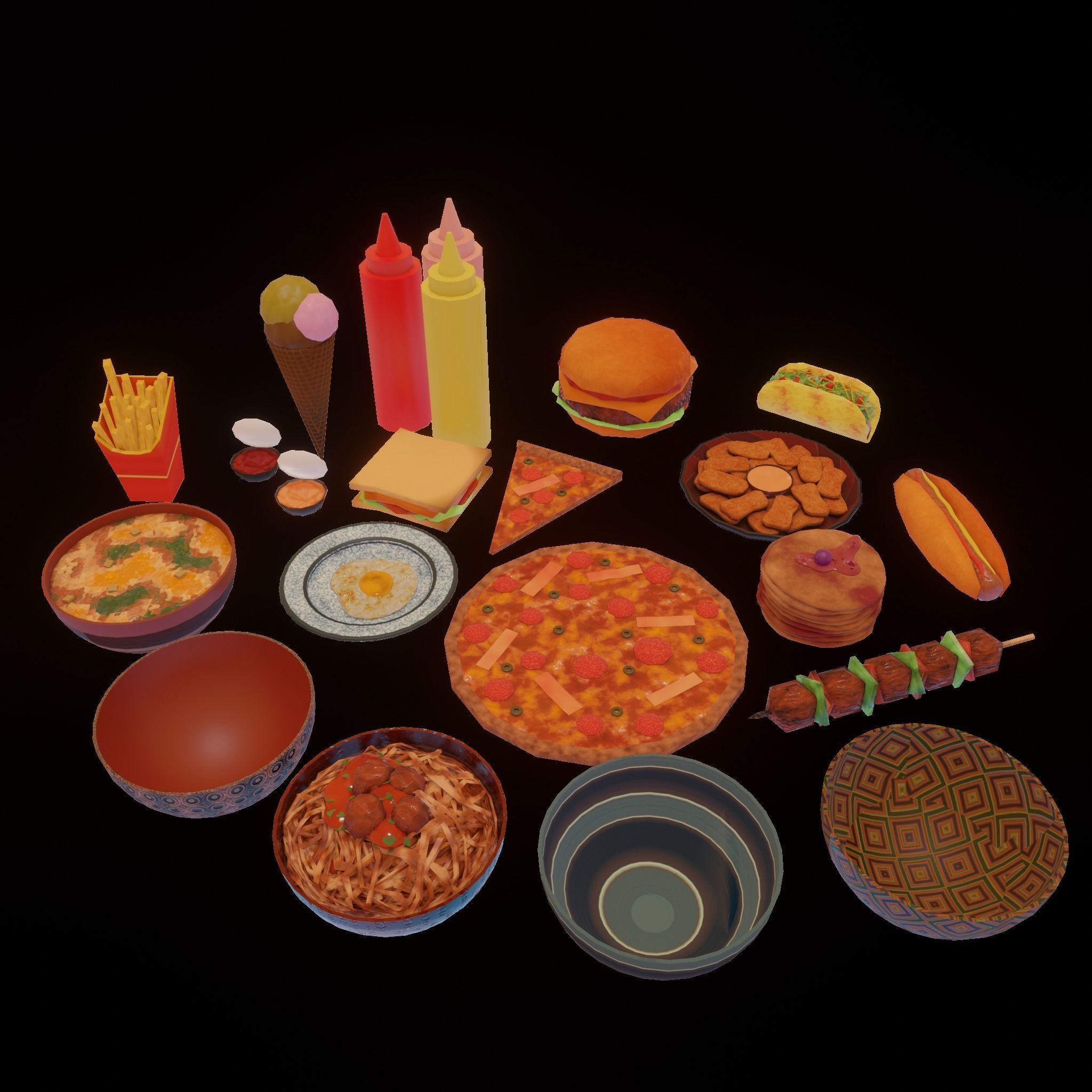 Fast Food Asset Pack Collection - Low Poly Game Ready Low-poly 3D model_21