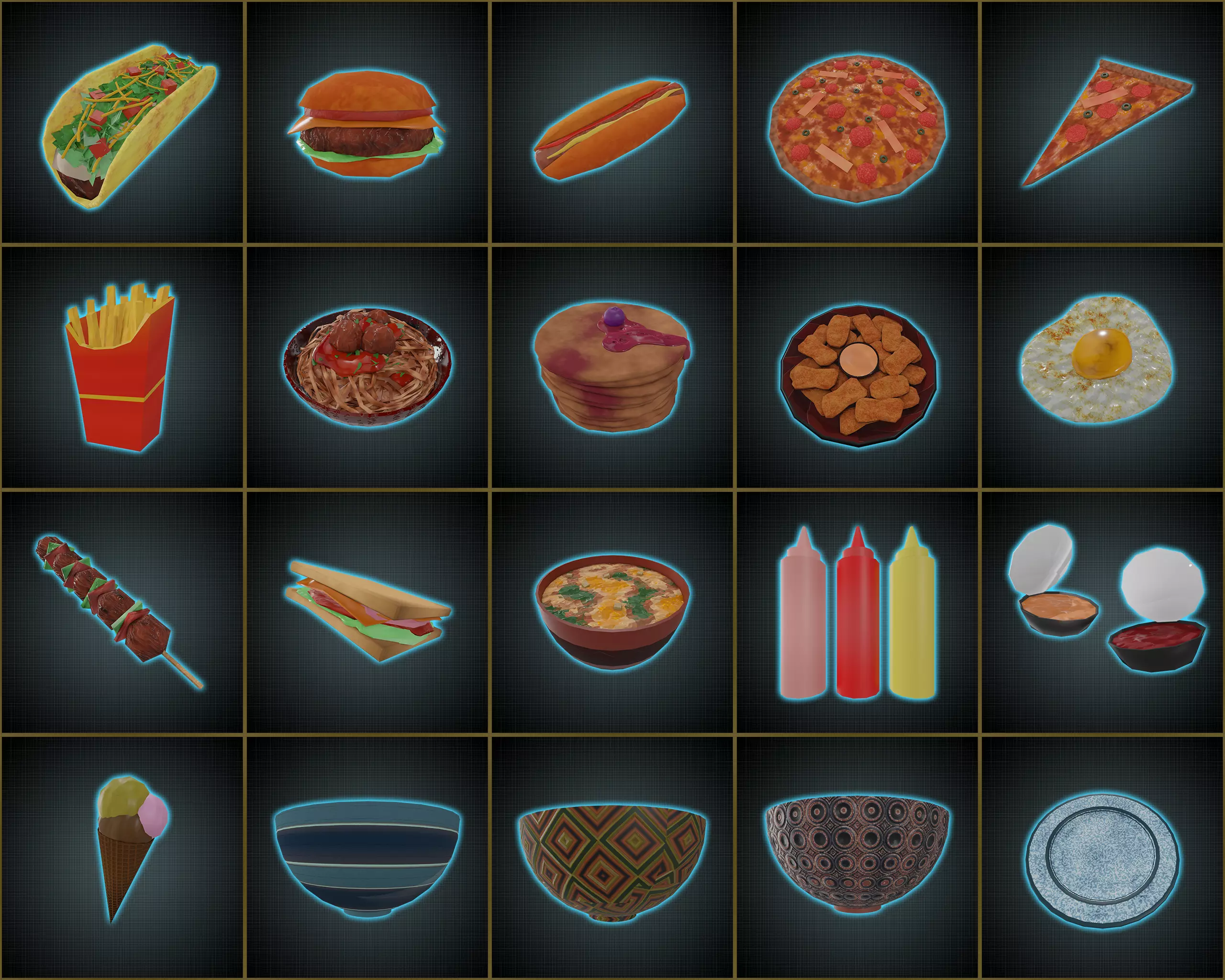 Fast Food Asset Pack Collection - Low Poly Game Ready Low-poly 3D model_0