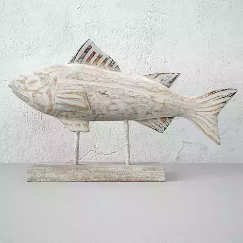 Rustic Wood Fish Statue