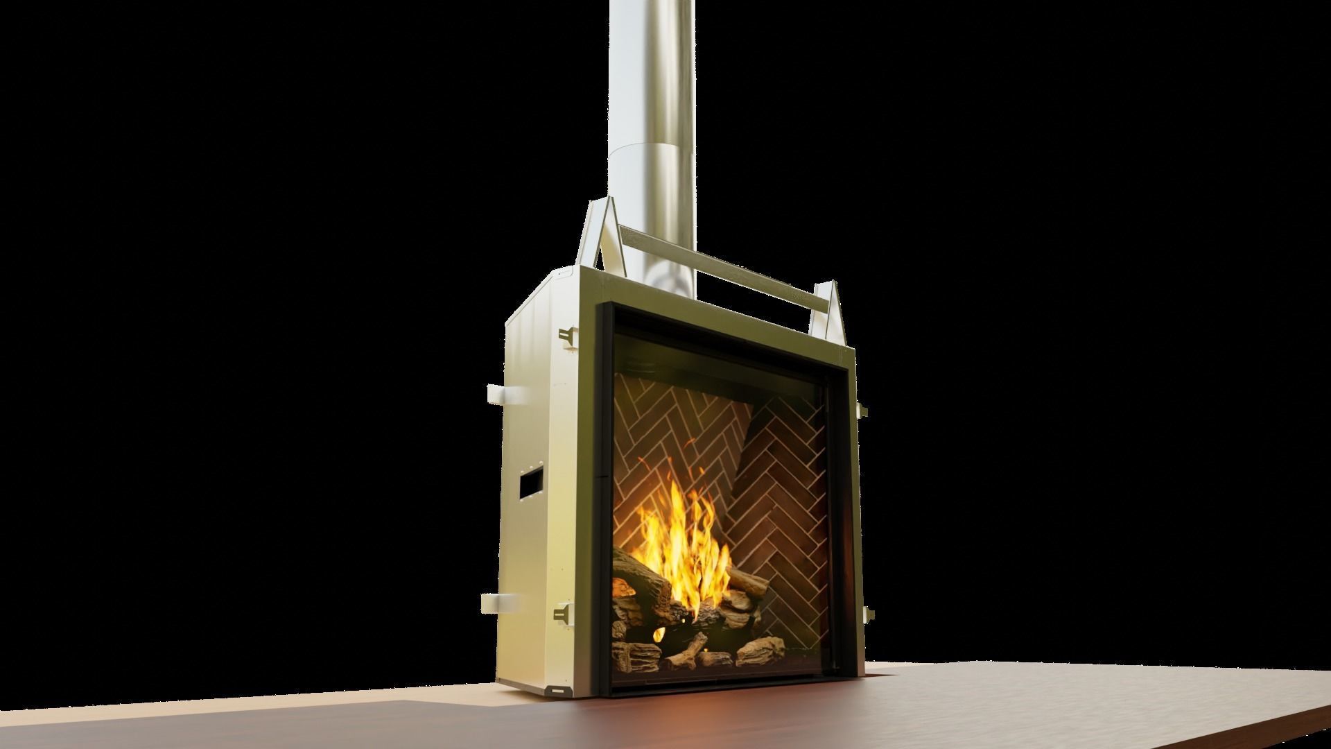 Luxury gas fireplace 3D model_1