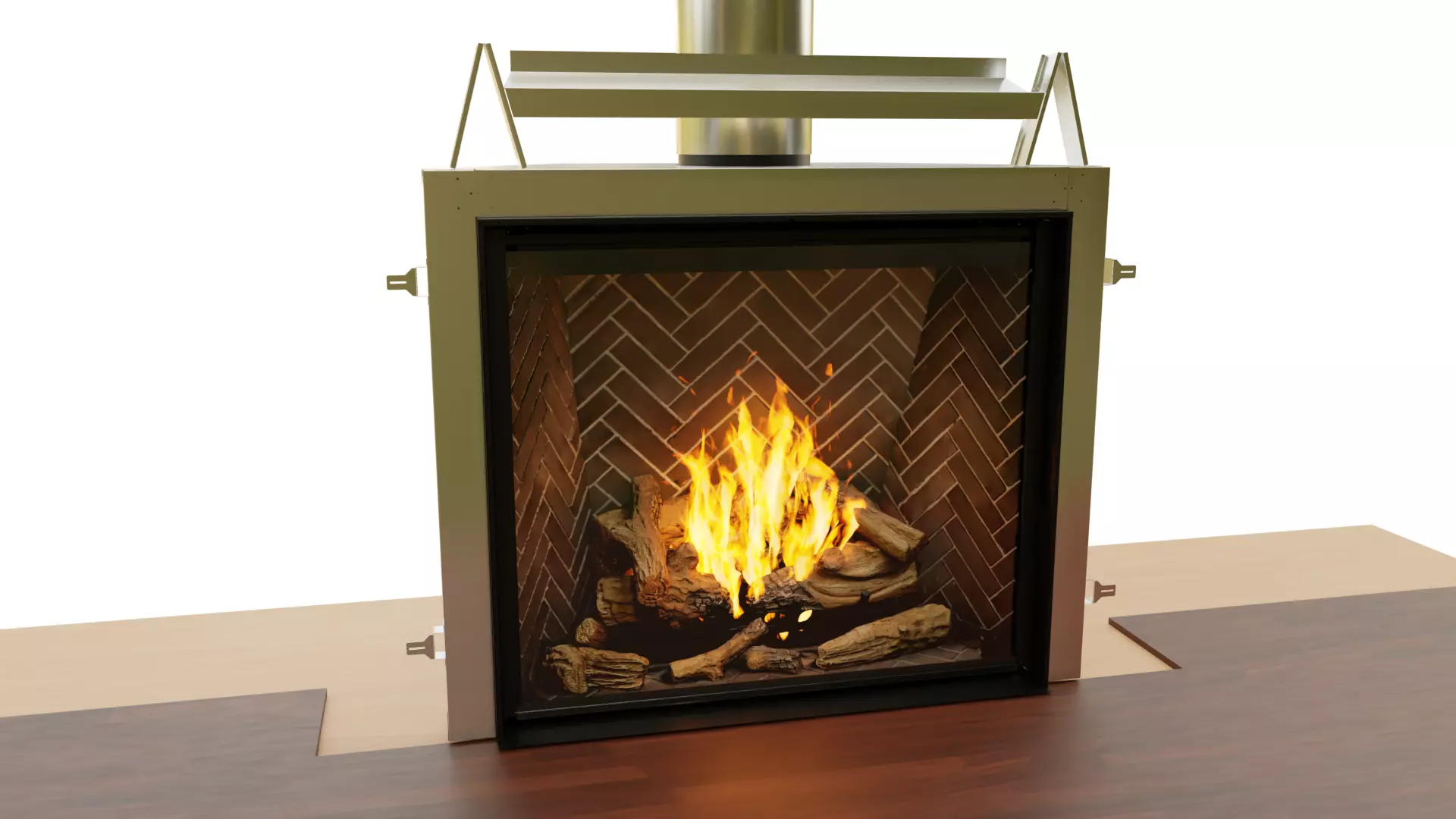 Luxury gas fireplace 3D model_0