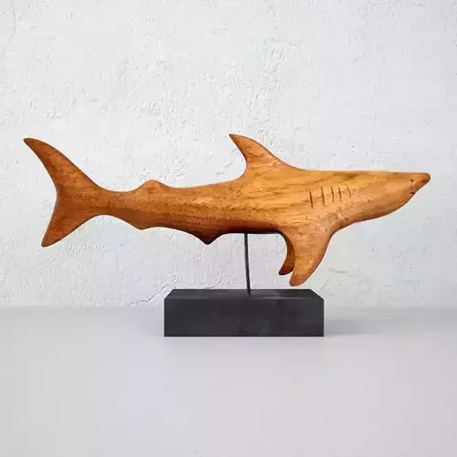 Vintage Carved Teak Shark