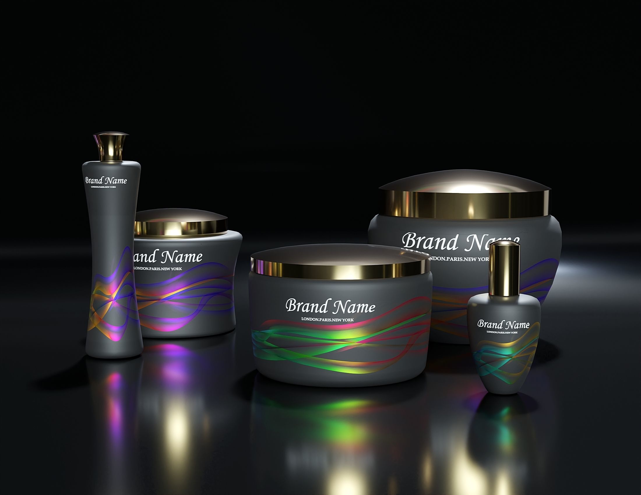 Set for cosmetics with packaging Low-poly 3D model_4