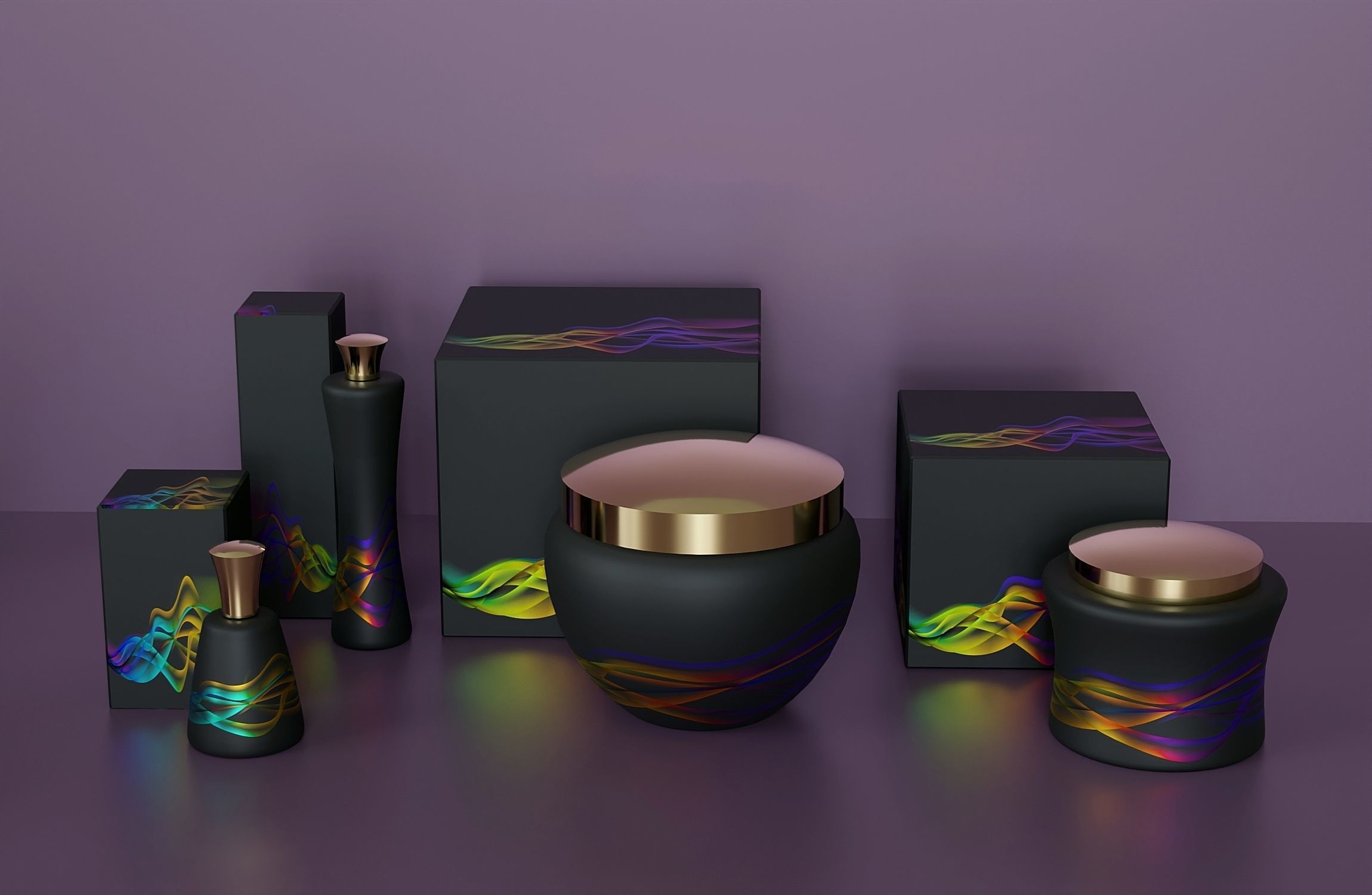 Set for cosmetics with packaging Low-poly 3D model_6