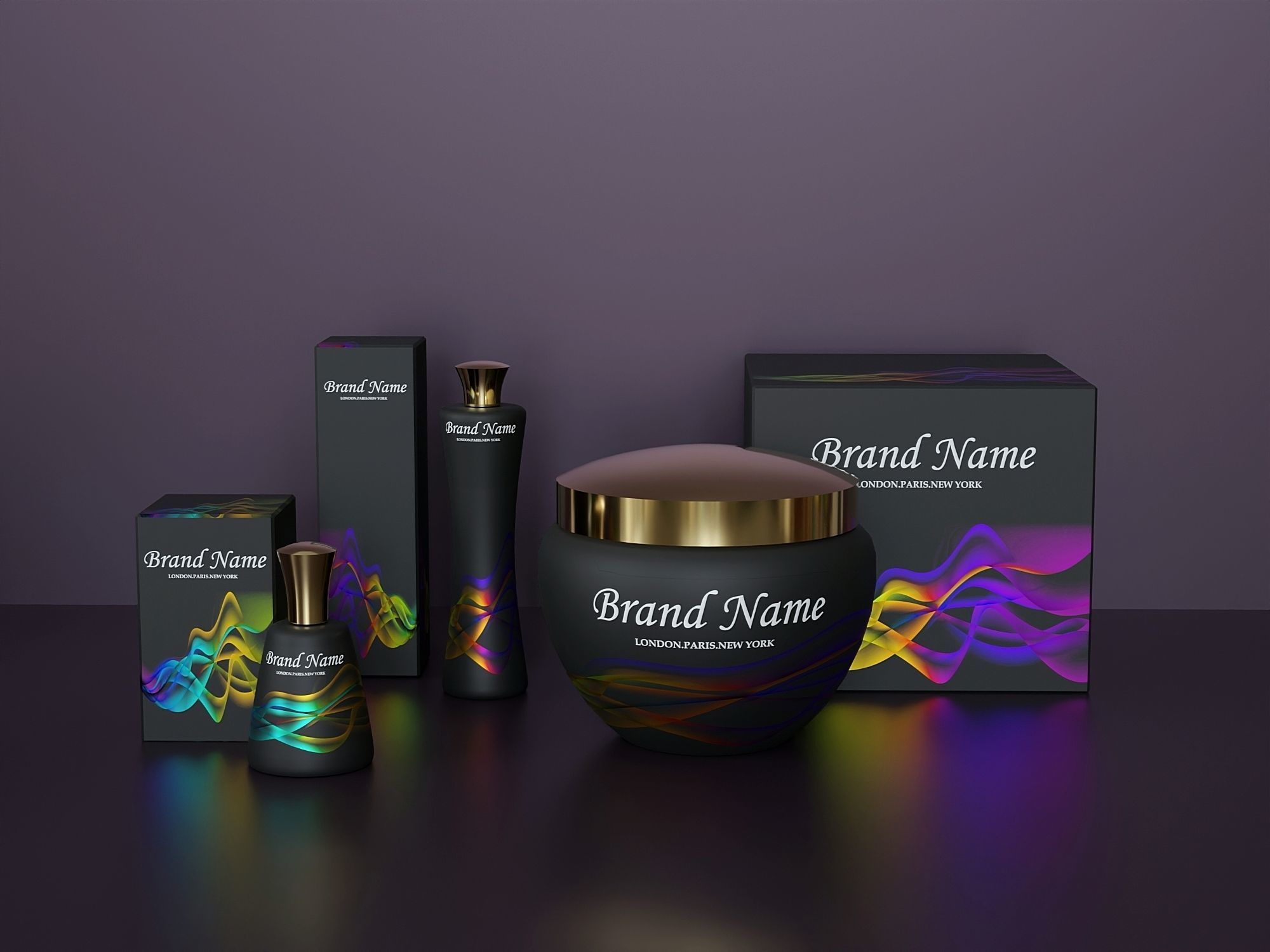 Set for cosmetics with packaging Low-poly 3D model_5