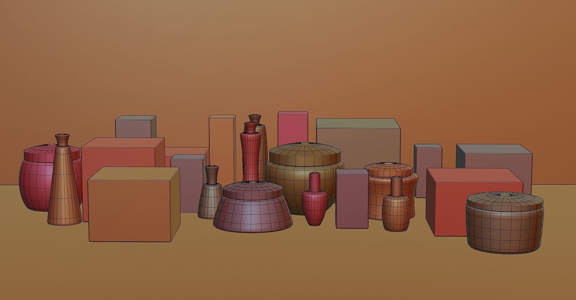 Set for cosmetics with packaging Low-poly 3D model_8