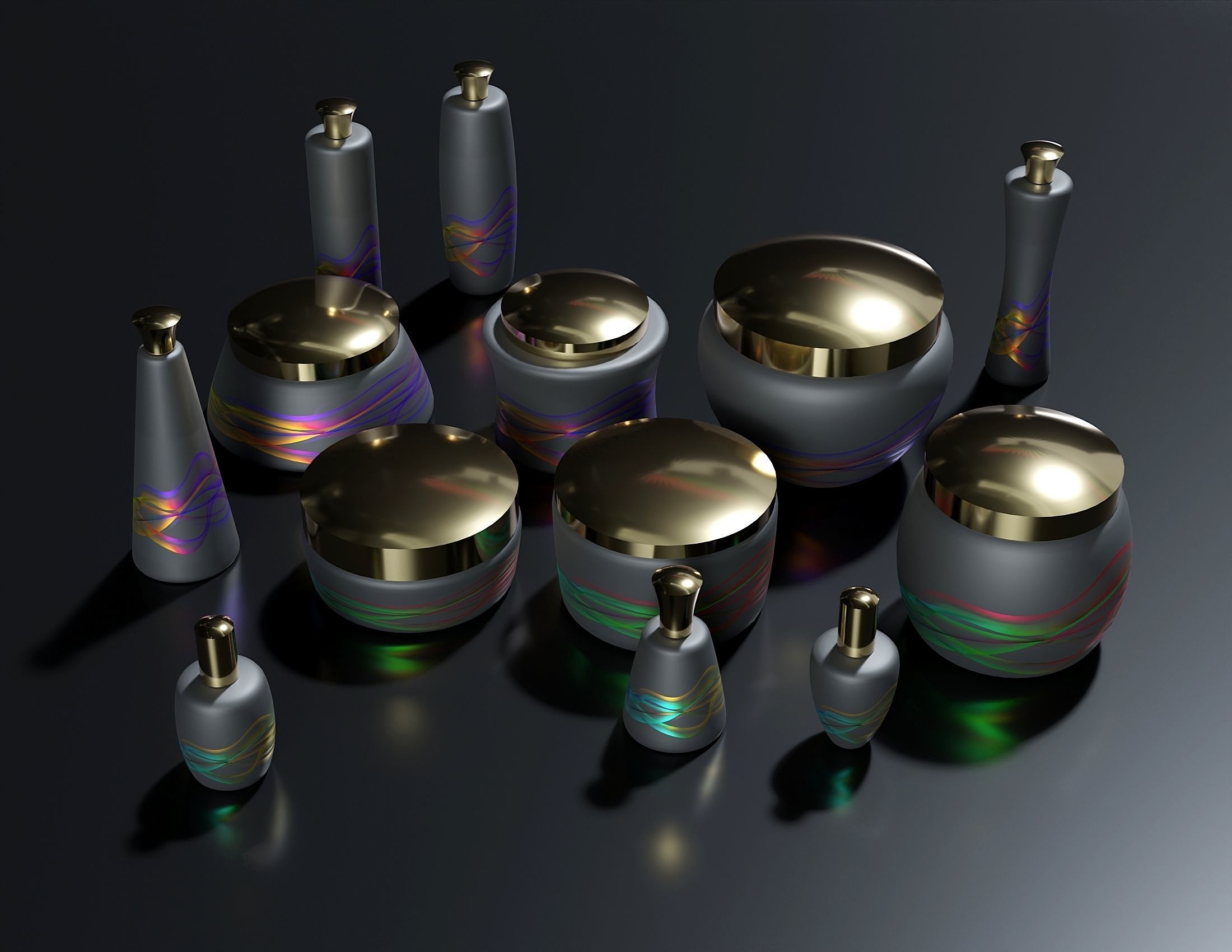 Set for cosmetics with packaging Low-poly 3D model_3