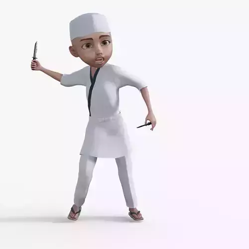 Cartoon Chef Cook Rigged