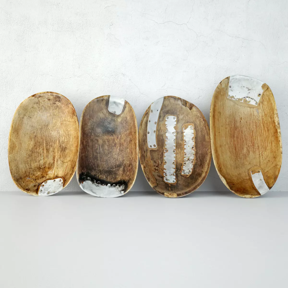 Vintage Hutu Burundi Wood Scoop Bowls 2 3D model