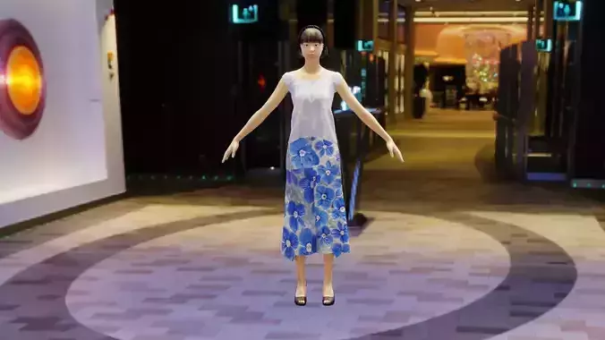 Simple blue florist party shirt and long dress